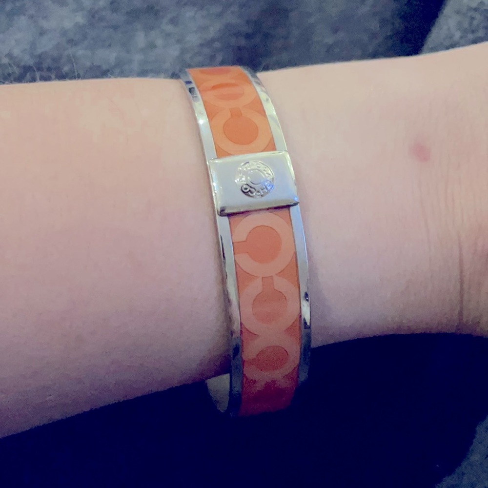 💛Host Pick💛 Coach Two Tone Pink Silver "C" Signature Bangle